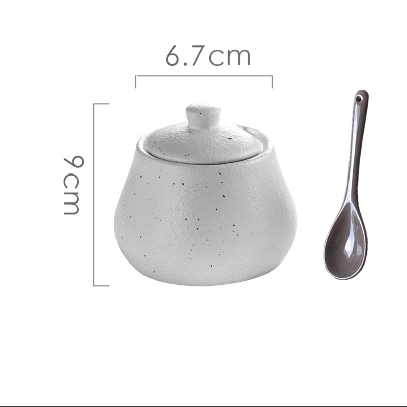 Japanese Style Ceramic Seasoning Pot Porcelain Pepper Salt Pot Simple Style Cruet Restaurant Household Decorative Spice Pot Set: E