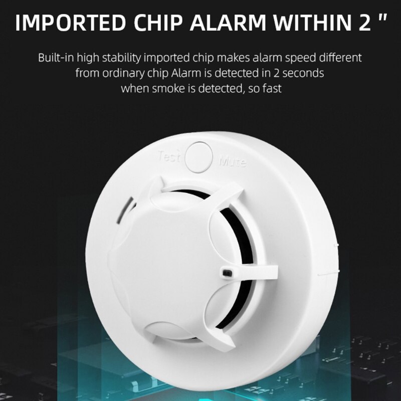 85dB Voice Fire Smoke Sensor Detector Alarm Tester Home Security System for Kitchen/Restaurant/Hotel/School/Factory