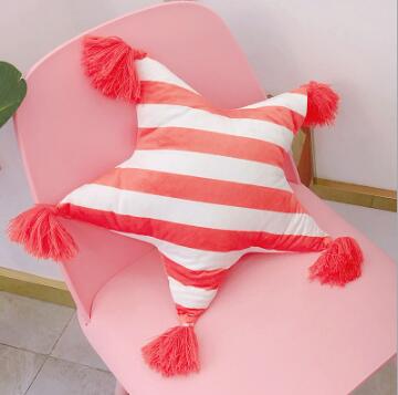 Baby Crib Cushion Bumpers Baby Room child pillow cotton cuddle pillow Simple tassel style Cushion Pillows BXX014: E