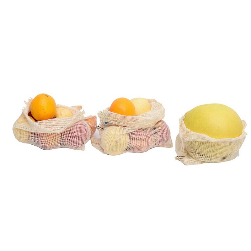 Reusable Produce Bags, Organic Cotton Mesh Vegetable Bags, Washable Durable Recyclable Packaging Bags With Drawstring, For Sto