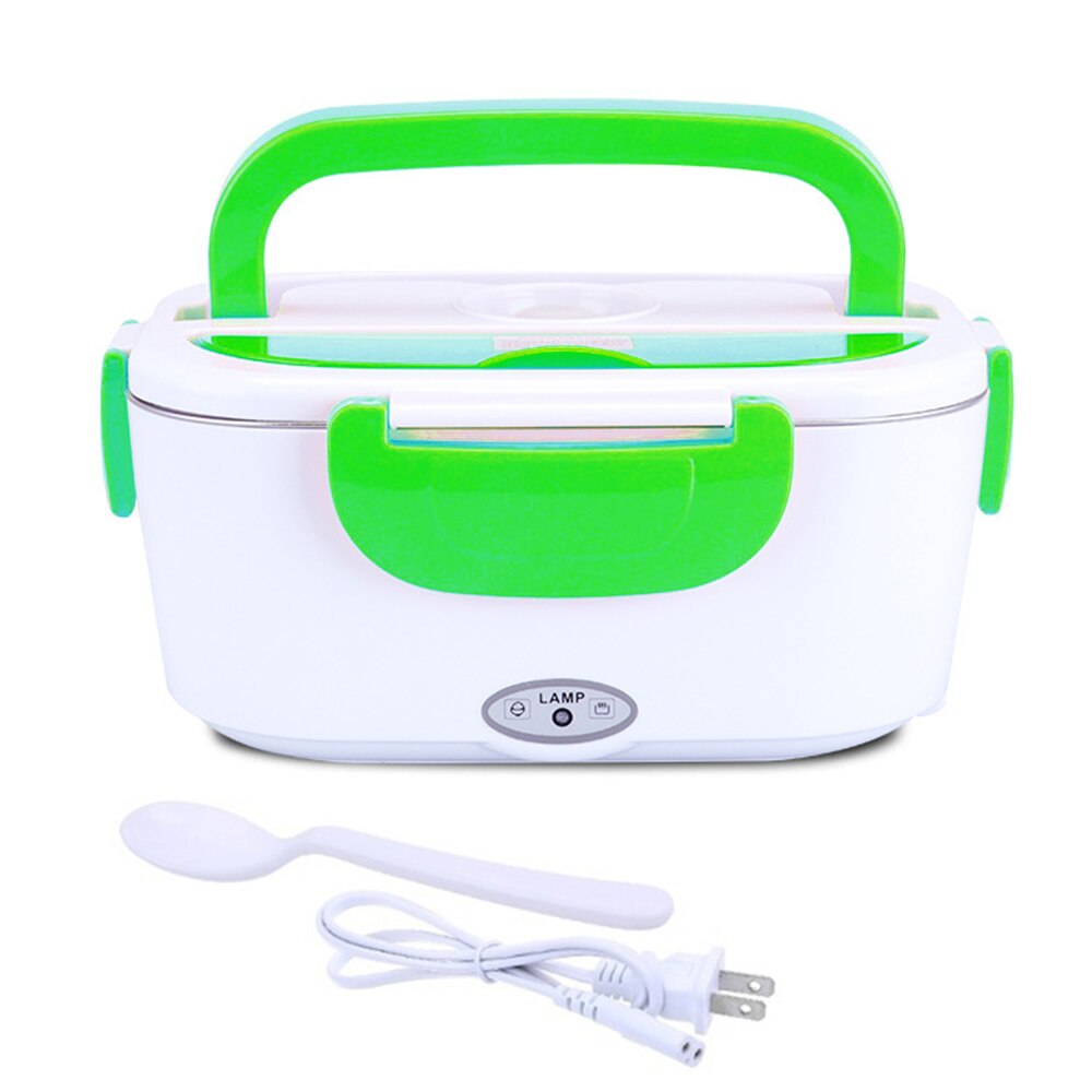 Fiambrera eléctrica portátil para coche de 1,5 L, contenedor de almacenamiento de alimentos, calentador, fiambrera USB de 40W 110V, fiambrera electrónica: green