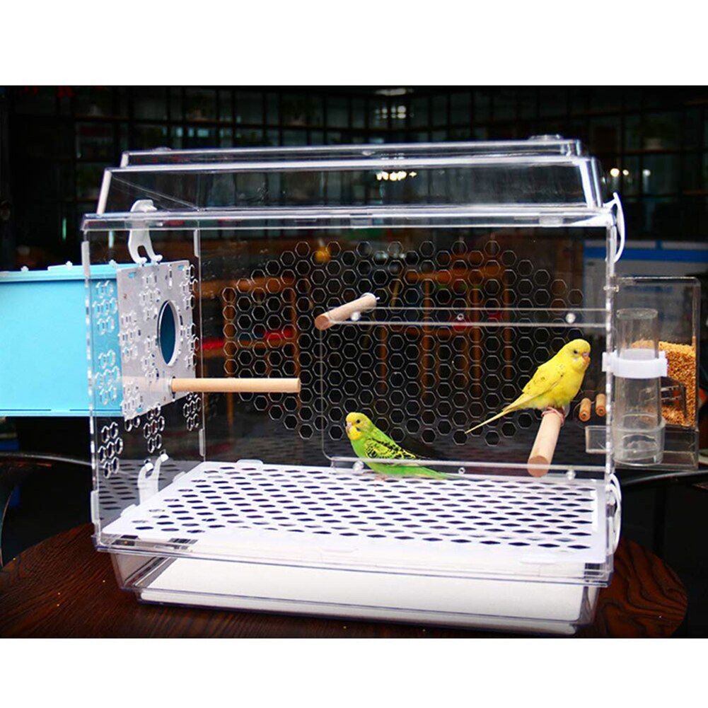 Wood Pet Bird Breeding Box Bird Incubator Box Bird Parrot Breeding Cages Pet Accessories Home With Station Sticks And Screws