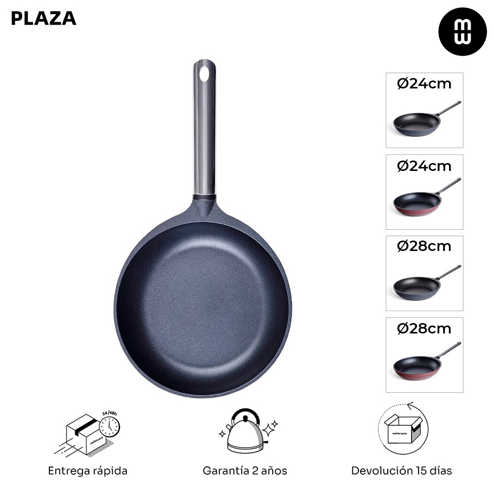 Mellerware Sauty Pan! 28Cm | Gegoten Aluminium | Non-stick Coating | Diepe Vorm | Versterkte | Fit Voor Alle soorten Fornuizen Inclusief Inductie | Gratis Pfoa En Ptfe | Rood