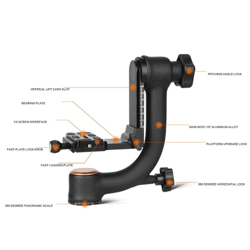 Professionelle Kamera Gimbal Stativ Kopf für Große zuletzt Kapazität Kamera Teleobjektiv 1/4 Schraube 48mm Durchmesser