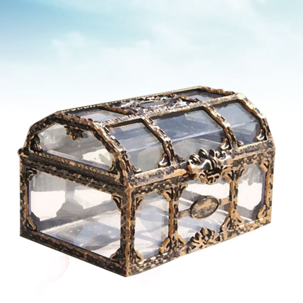 2 Stuks Transparant Piraat Schatkist Crystal Jewelry Box Organizer Trinket Aandenken Schat Borst