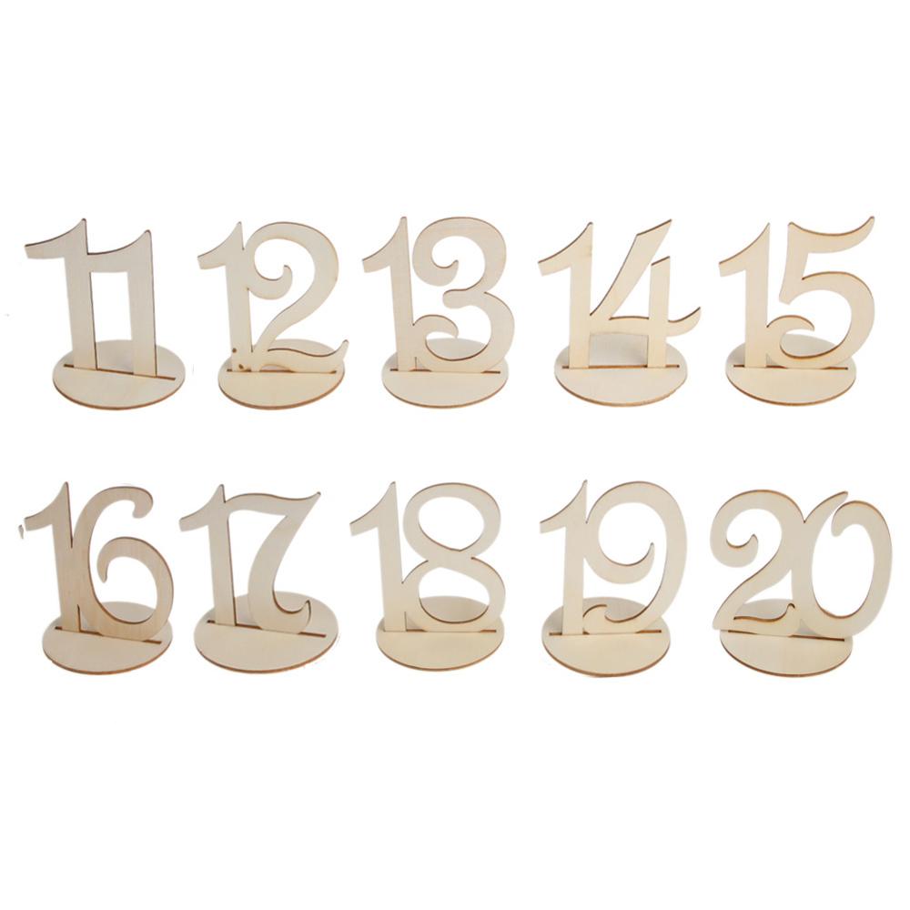 10pc 1-20 Wooden Table Numbers Set with Base Birthday Wedding Party Decor: Type 2