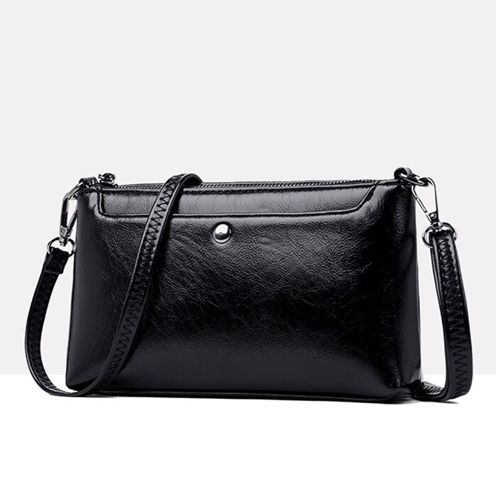 Women Flap Casual Leather Shoulder Bags Lady Crossbody Messenger Bag Envelop Clutch Purse: Black