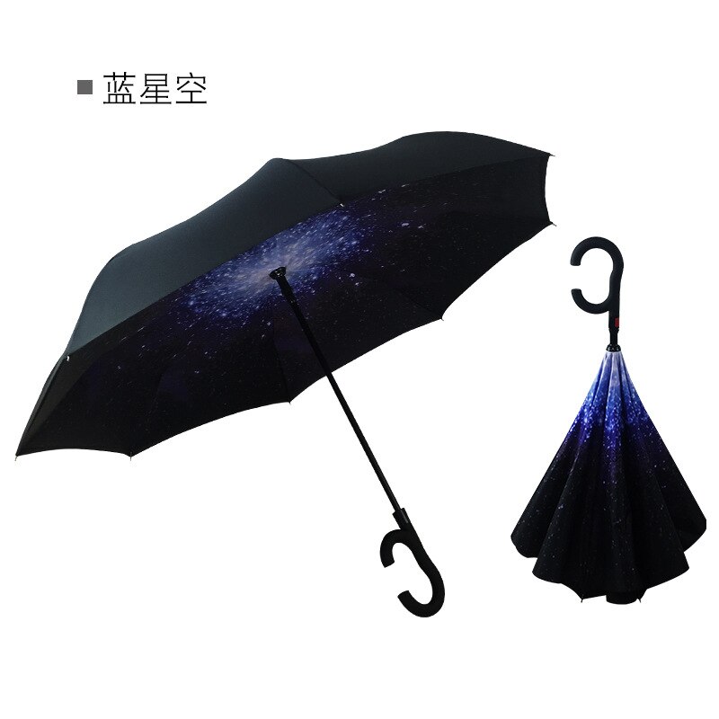 C Handvat Reverse Opvouwbare Paraplu Man Vrouwen Zon Regen Auto Semi-Automatische Paraplu Dubbele Laag Anti Uv Self Stand Parapluie: 14