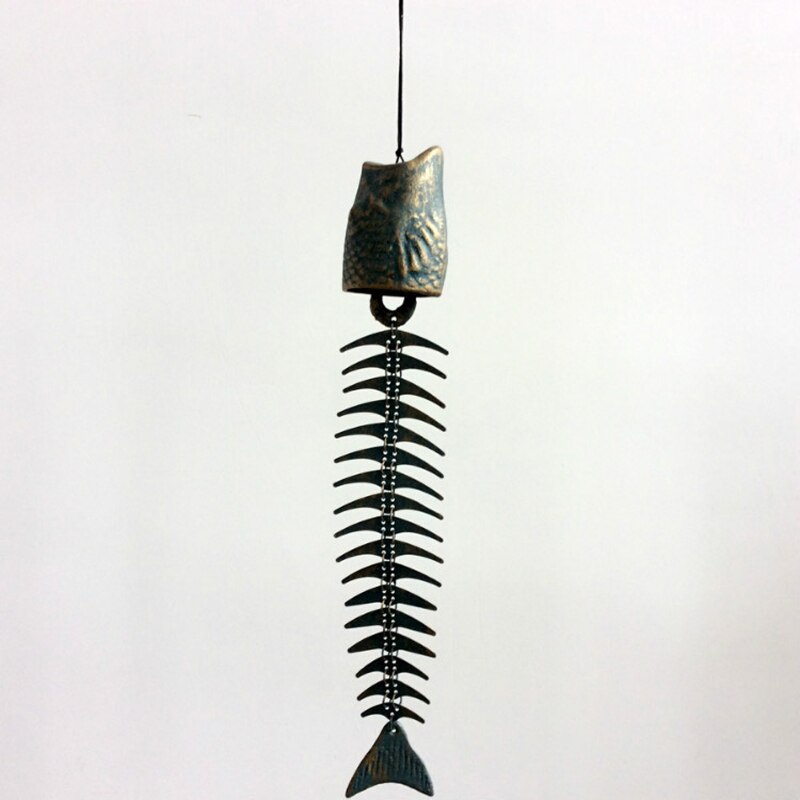 Fishbones Wind Chimes Classic Retro Fish Bone Wind Chimes Ornaments Metal Wind Chimes Garden Living Room Balcony Decor JW