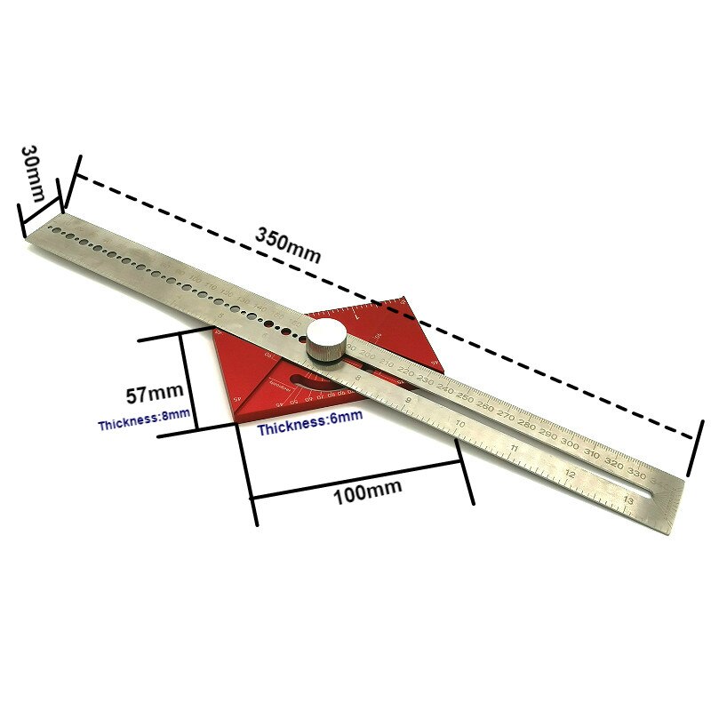 Skillelinje linjal vinkel linjal multifunksjons skribelinjal t-type skrog linjal trebearbeiding skribent linjemålere: misligholde tittel