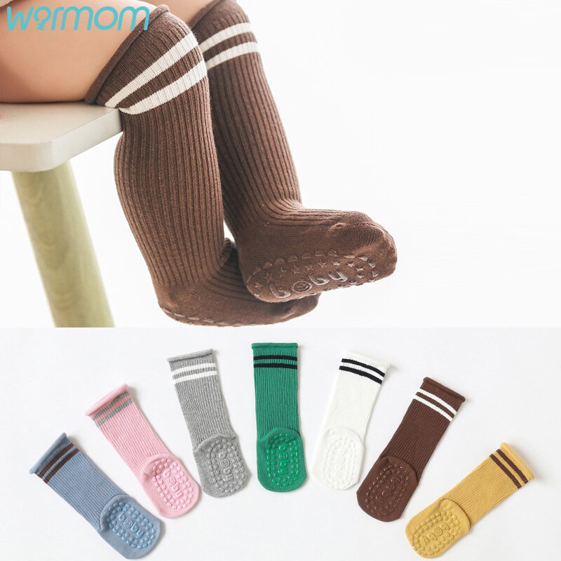 Warmom New Fashion Baby Socks Knee High Boy Girl Infant Toddler Cotton calzini lunghi antiscivolo simpatici calzini antiscivolo per neonate