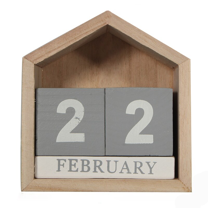 Vintage maison forme calendrier perpétuel bois bureau bloc en bois maison bureau fournitures décoration Artcraft: Default Title