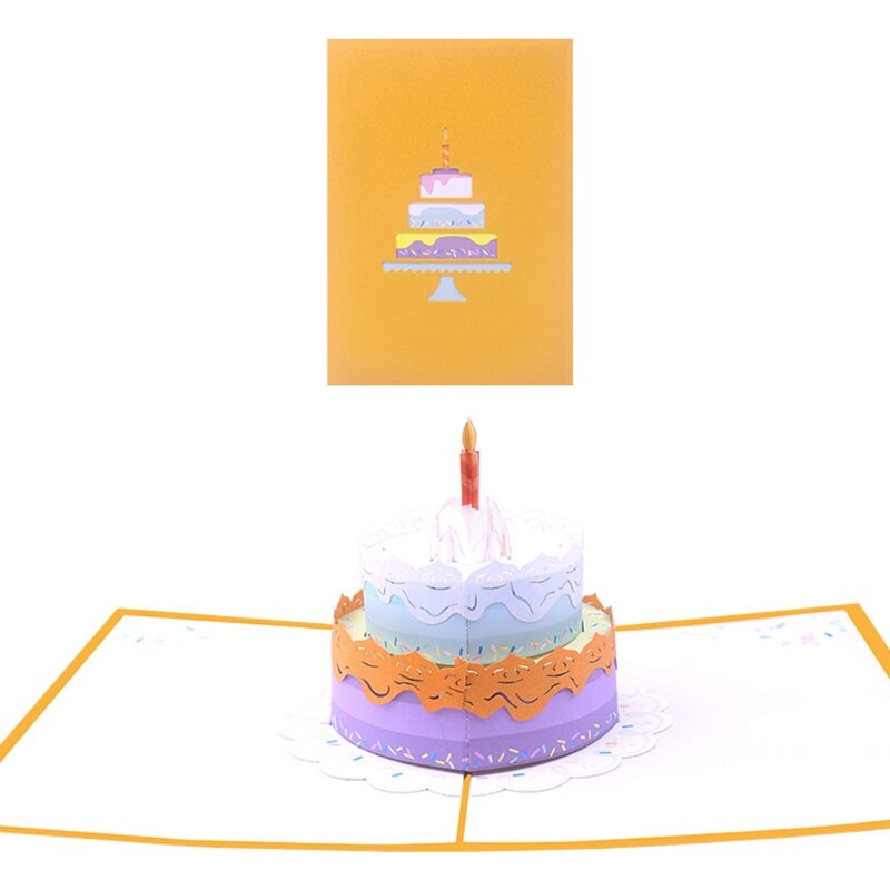 3D Pop-Up Greeting Card for Happy Birthday Cake Box Balloon Wedding Party with Envelope