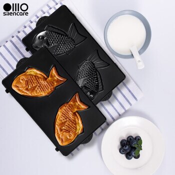 Home multifunctional Breakfast machine Bread light food machine Frying and roasting double-sided heating detachable: Sea bream grill plat