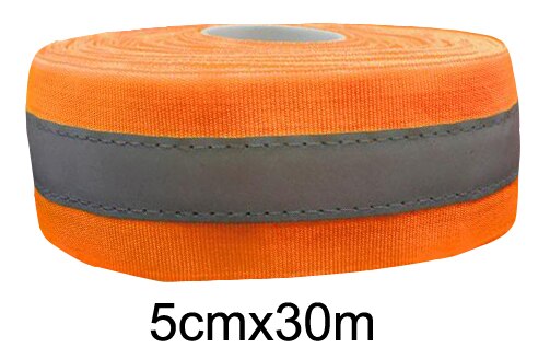 Sikkerhed lyst reflekterende stof sy på tøjbånd: 5 cmx 30m orange