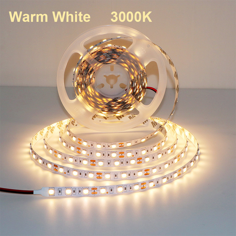 5M 300LEDs Waterproof RGB LED Strip 5050 DC12V 60LEDs/M Flexible Light Belt Led Ribbon Tape Home Decoration 24V RGBW Lamp Strips: light yellow / Warm White / 6-10W