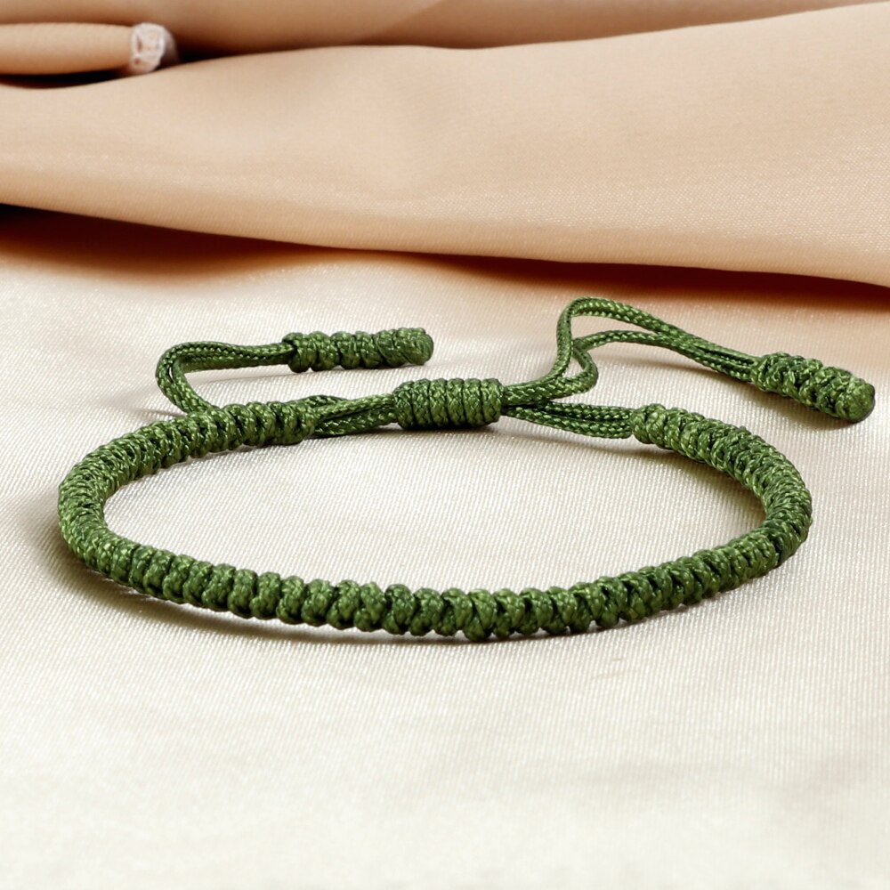 Justerbare flettede armbånd til mænd marineblå grøn tråd håndlavet knude reb armringe tibetanske buddhistiske smykker til kvinder