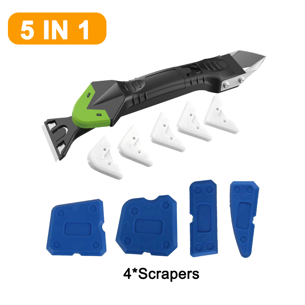 5 In 1 Siliconen Remover Breeuwen Finisher Kit Afwerking Roestvrij Steelhead Verwijderen Schraper Grout Kit Handgereedschap Accessoires: 5In1 Set