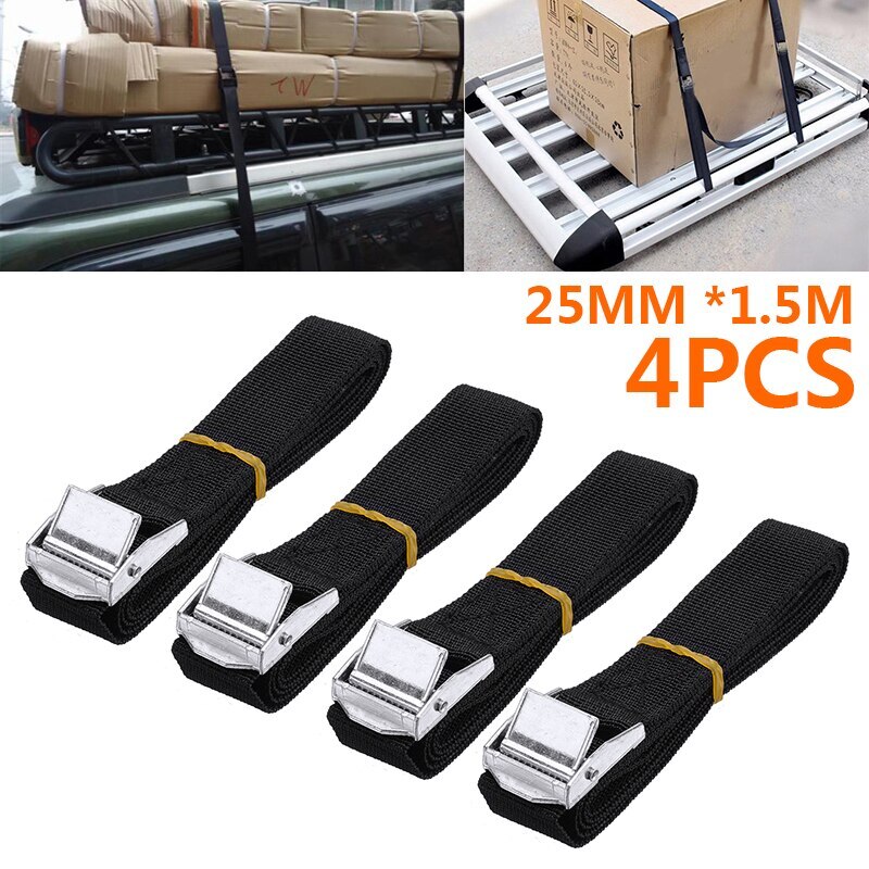 4 st svart bil auto zink kam spännen spänne remmar last surrband bagage binda 25mm x 1.5m tillbehör verktyg
