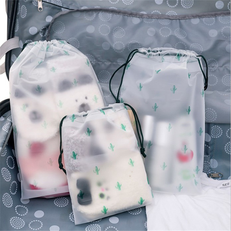 Cactus Transparent Scrub Cosmetic Bag Travel Makeup Case Women Zipper Make Up Bath Organizer Storage Pouch Toiletry Wash Beauty