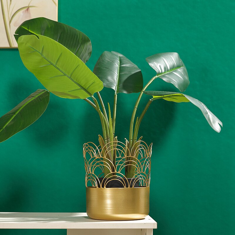 Iron Golden Flower Pot Multi-Living Room Balcony Pot Epipremnum Aureum Small Number Personality Flower Pot of Bowl Lotu