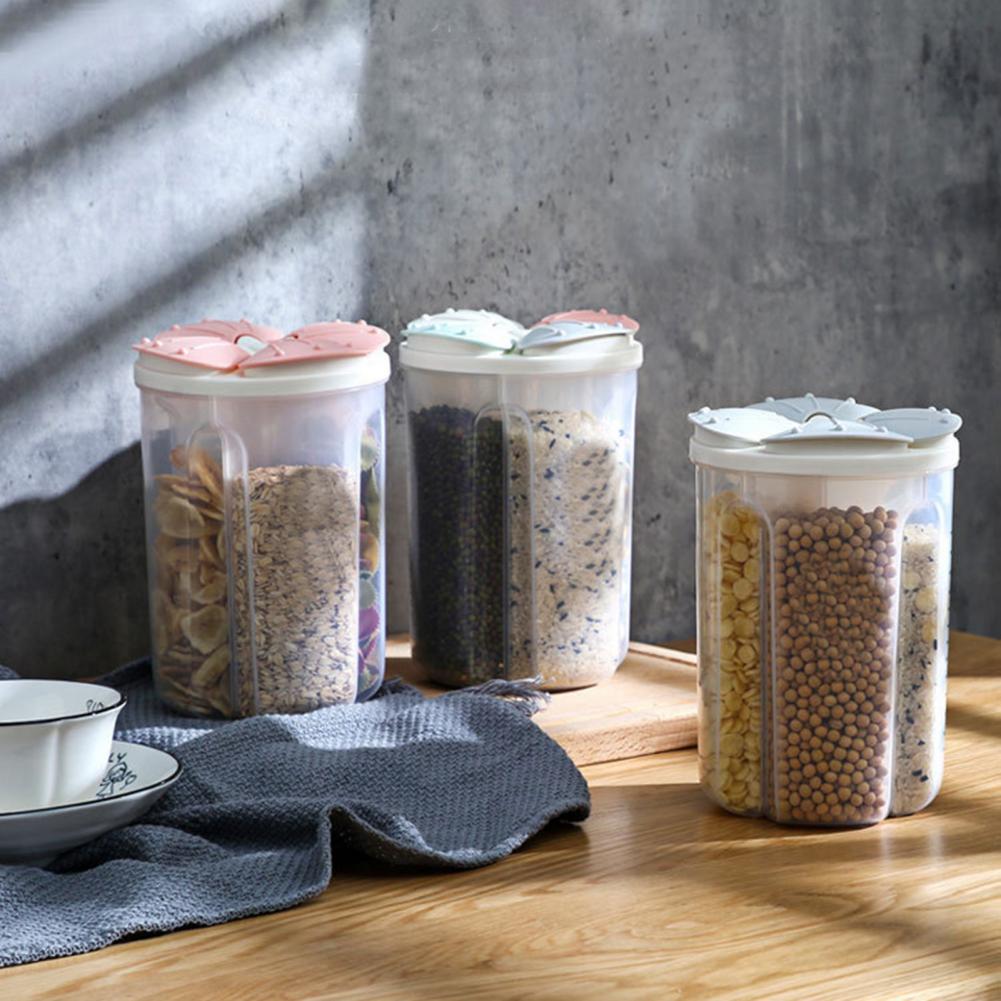 Caja de almacenamiento sellada cajón granos depósito de almacenamiento de alimentos de cocina para el hogar alimentos contenedores para cereales secos medida tazas herramienta de cocina