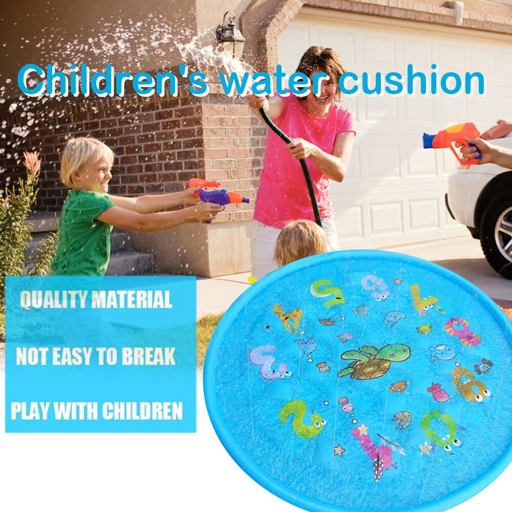 160Cm Blauwe Brief Water Mat Pasgeboren Baby Marine Creature Opblaasbare Pad Watering Kussen Voor Gazon Strand Spelen