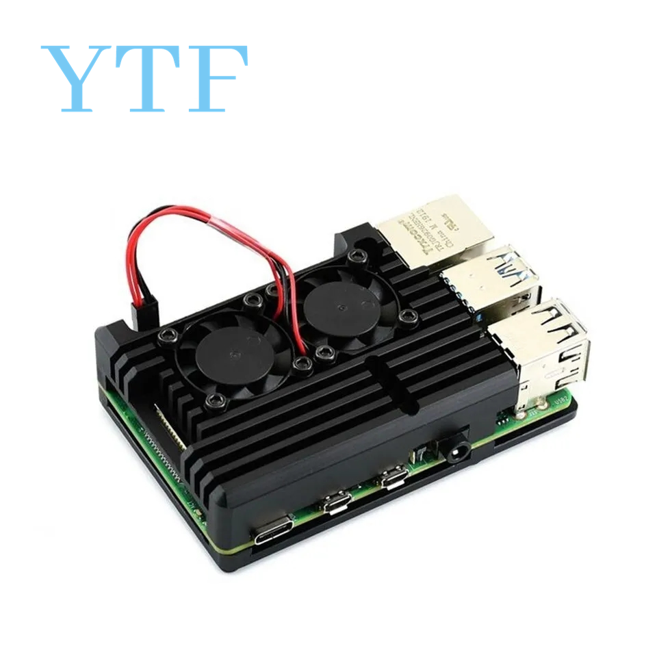 1 zestaw podwójny wentylator układ chłodzenia moduł z radiatorem dla Raspberry Pi 4B 3B + Model + (Plus)