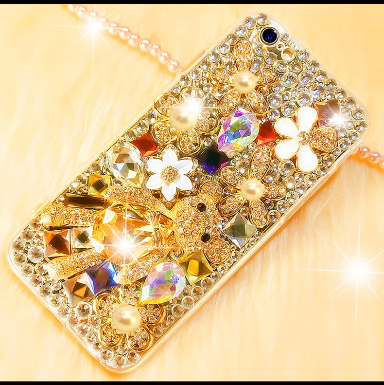 For ZTE Blade A3 A5 A7 V9 V10 Vita L8 Axon 7 Nubia Z17 Z11 Max N1 Luxury Diamond Bear Cover Rhinestone case