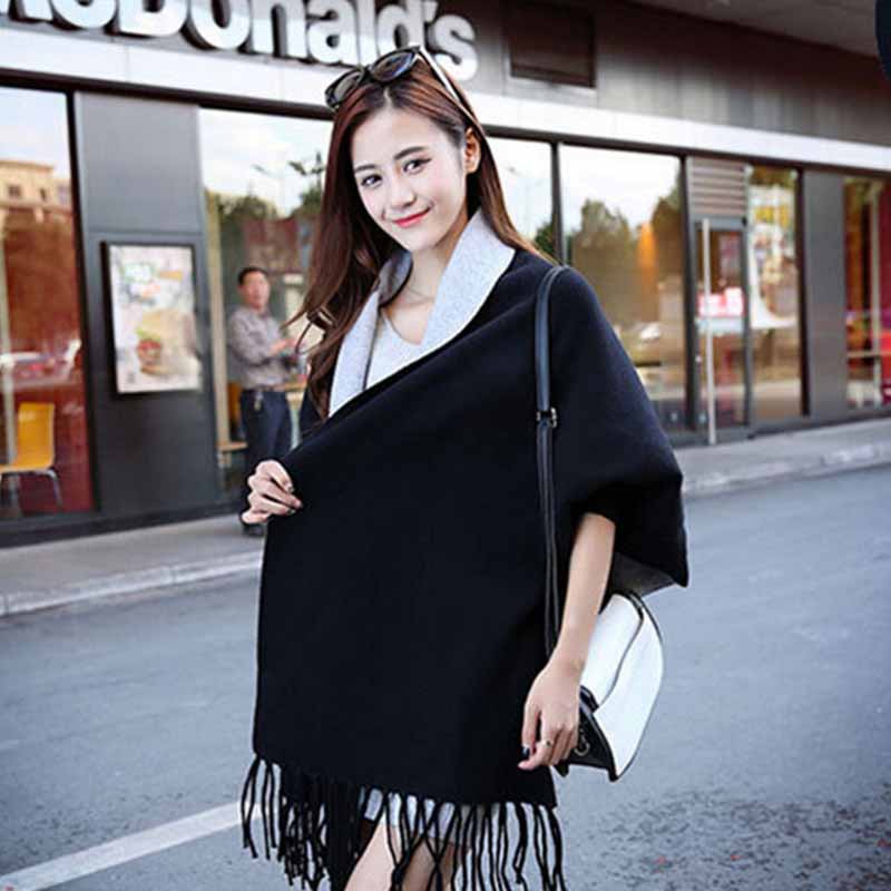 Efterår vinter flagermusærmer strik cardigan kvinder stor størrelse strik sweater cardigan dame jumper frakke: Sort