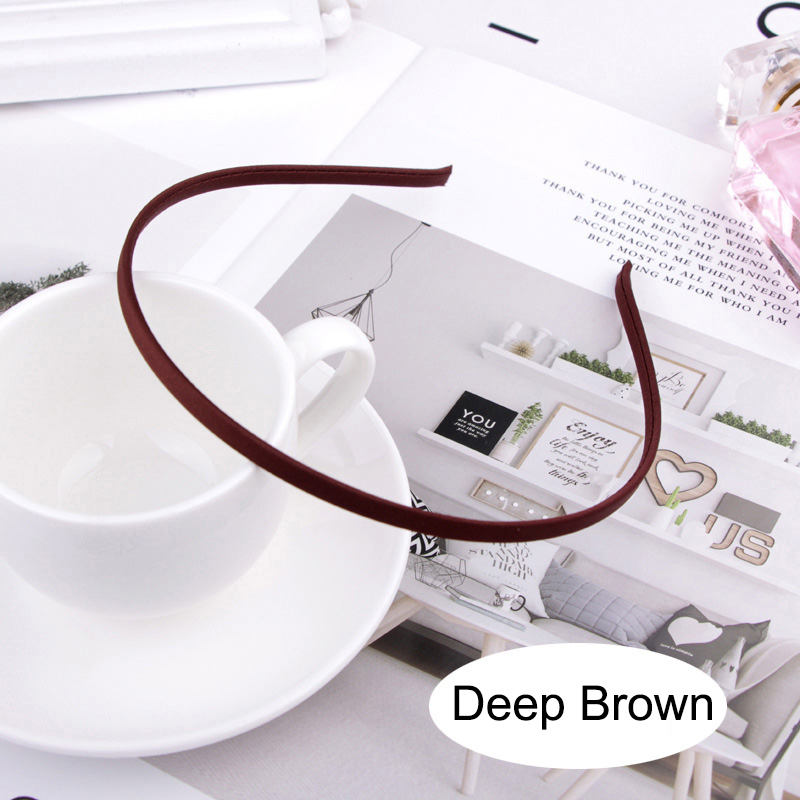 10 sztuk zwykły stałe 5MM satynowa pokryte żywicy Hairbands ze stali nierdzewnej pałąk akcesoria do włosów dla dorosłych dzieci prezent: deep brown