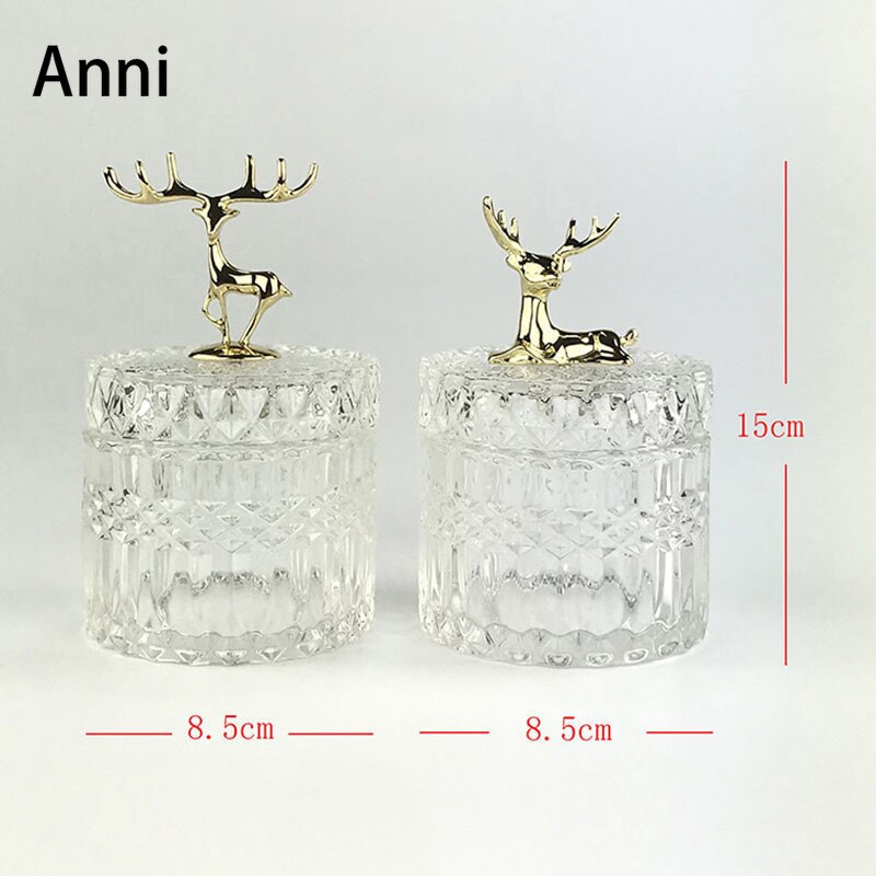 Bocaux de rangement décoratifs en forme de cerf doré, avec couvercle, bouteille en verre cristal, artisanat, collations de bureau, bonbons, décoration de salon