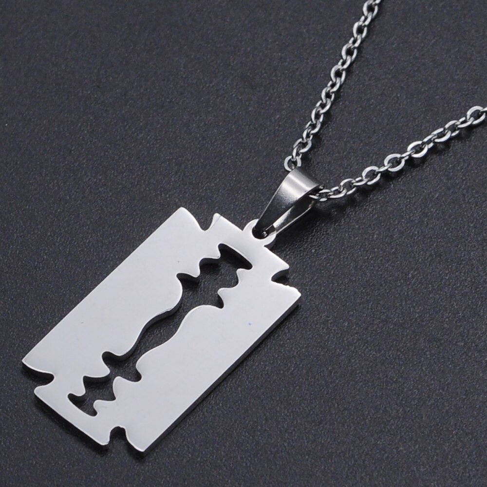 Razor Blade Stainless Steel Charm Necklace for Women Dainty Steel Necklaces Jewelry Necklaces