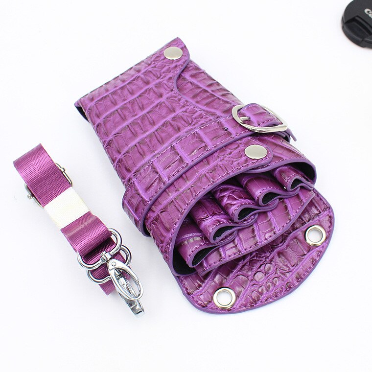 pu leather scissors bag hairdressing crocodile texture tool pocket pet groomer insert scissors case