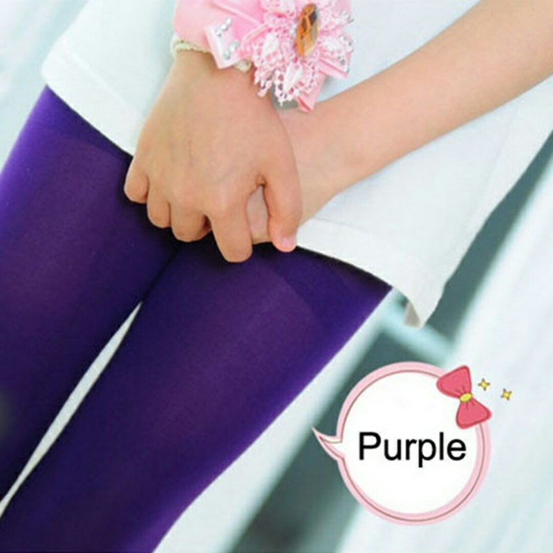 Pige leggings efterår forår stretch børn blonde leggings skinny capris bukser elastisk fløjl elastiske leggings pige bukser: Lilla