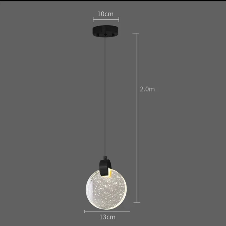 Bedside Crystal Pendant Lights Nordic LED Living Dining Room Bedroom Indoor Hanging Lamp Home Decor Lustres Suspension Luminaire: WHITE
