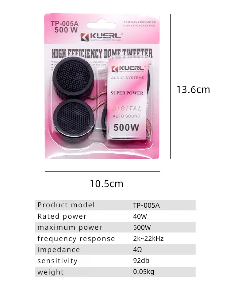 2x Auto Tweeter Dc 12V Auto Audio Tweeter Auto Speaker Universele Hoge Efficiëntie Luidspreker Tweeter 40W