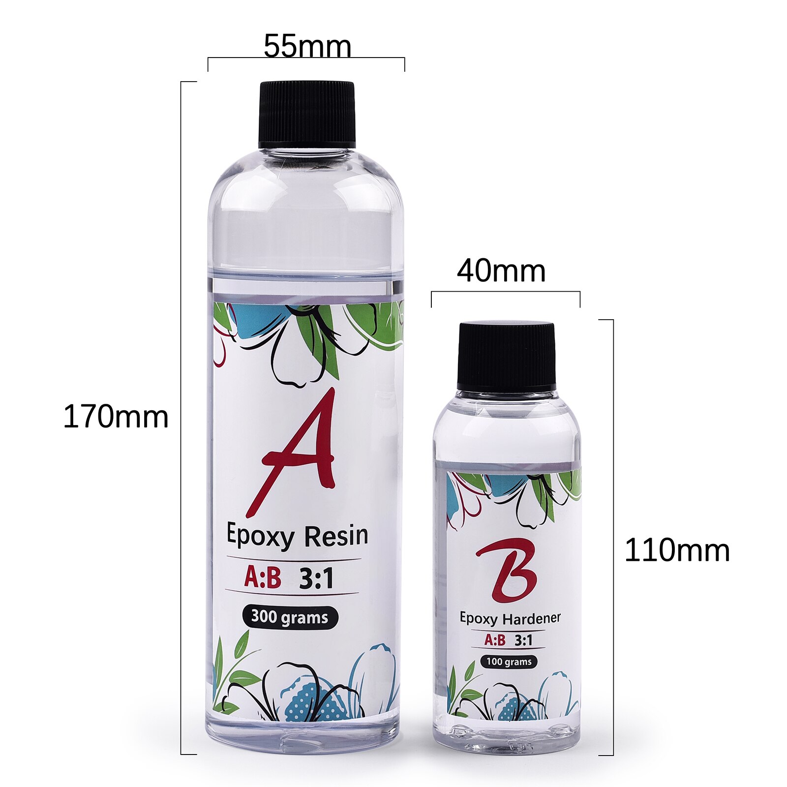 AB Epoxy Resin Complete Kit High Adhesive Glue Crystal Clear Hardener DIY Supplies Art Casting Resin Jewelry Making Accessories: A300g-B100g