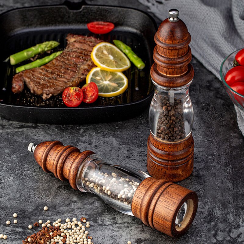 Solid wood pepper grinder pulverizer pepper mill salt and pepper shakers set seasoning bottle kitchen spice jar pepper sprayer