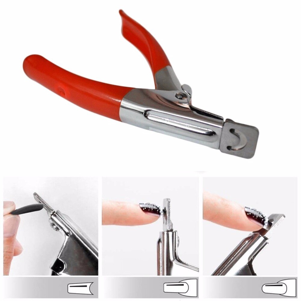 Red Manicure Nail Cutter Stainless Steel Nail Clipper Acrylic Gel False Nail Tip Cutter Clipper Nail Scissors