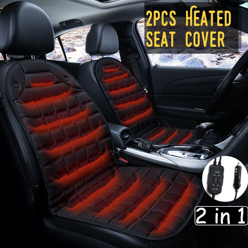 2pc In 1 Fast Heated Adjustable Black/Grey/Blue/Red/Coffee Car Electric Heated Seat Car Styling Winter Pads Cushions Auto Covers