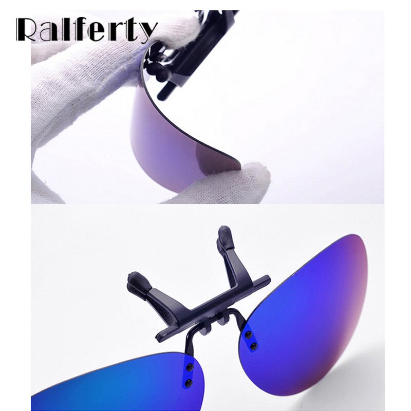 Ralferty spejl pilot polariserede solbriller mænd nattesyn linse polaroid solbriller flip up klips på solbriller udendørs briller
