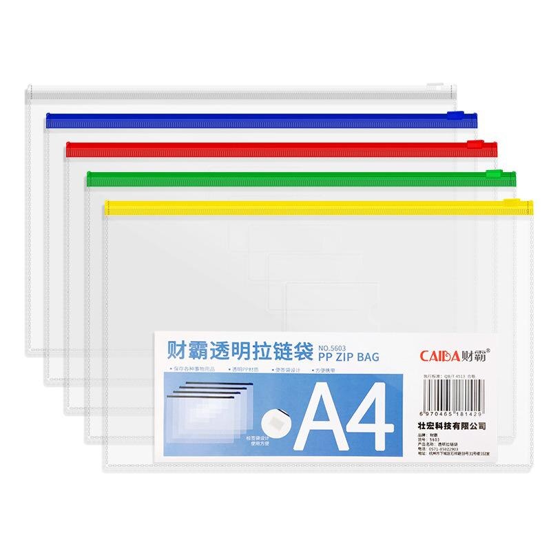 20Pcs Bestand Houder Transparant Plastic Informatie Tas A5 Rits Grote Capaciteit Boek Tas A4 Briefpapier Student Office Bestand Zak