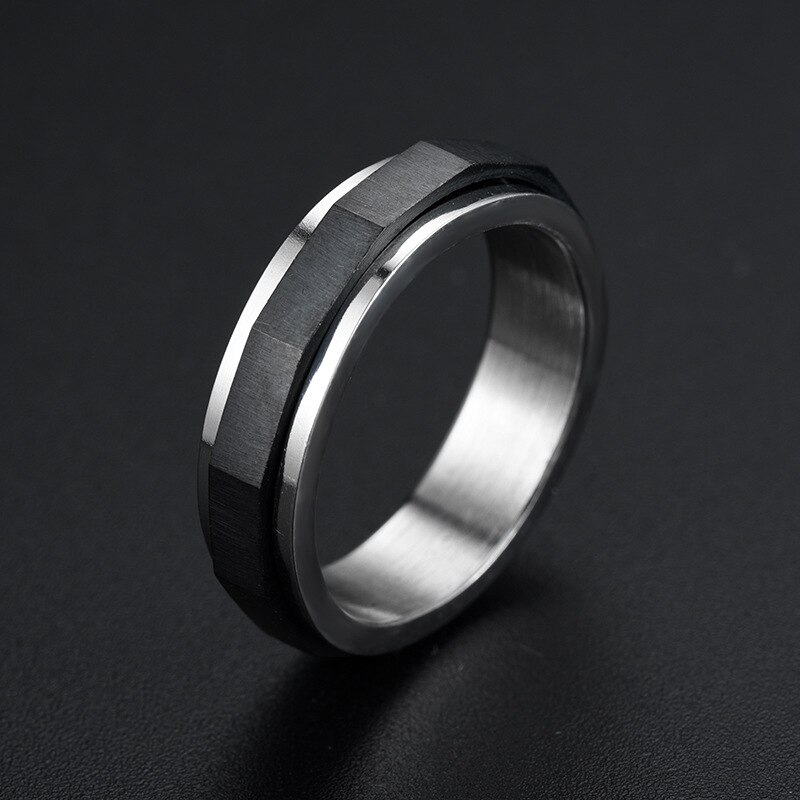 Anxiety Fidget Rings Stainless Steel Spinning Spinner Ring For Men Women 6mm Rhombus Section Lover Couple Rings