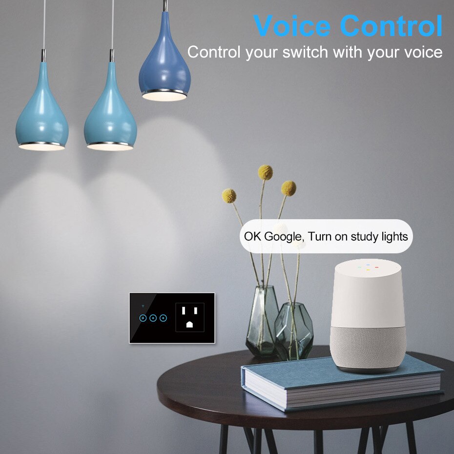 WiFi Smart Light Switch Socket US Standard WiFi Outlet 16A Timer Countdown eWelink Wireless Control Compatible With Alexa IFTTT