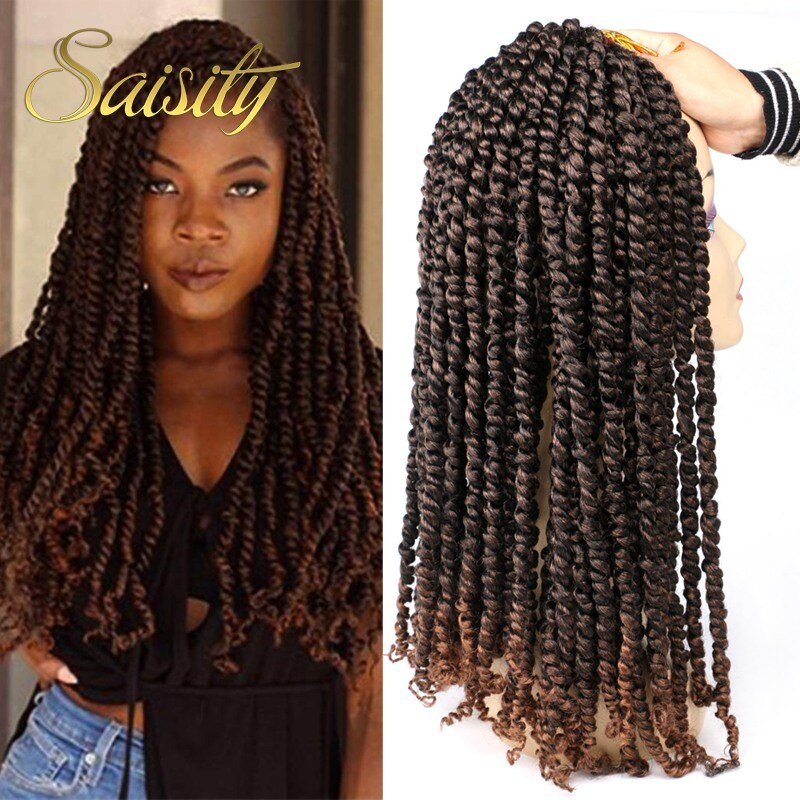 Saisity passion twist haak synthetisch haar voorgelust haakwerk voorgedraaid haar ombre extensions vlechthaar