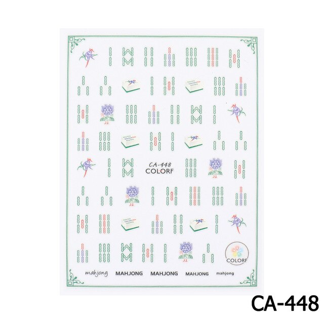 Year Nail Sticker Water Decals Mahjong Chinese Character Personality Nails Slider Art Decoration Manicure: CA-448
