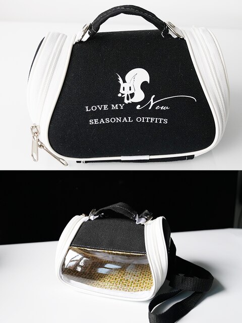 Portable Bird Cage Parrot Carrier Bag Transparent Vine Hamster Lizard Backpack Sugar Glider House for Small Pet Outdoor Travel: Black canvas vine / S 16X16XH12.5CM