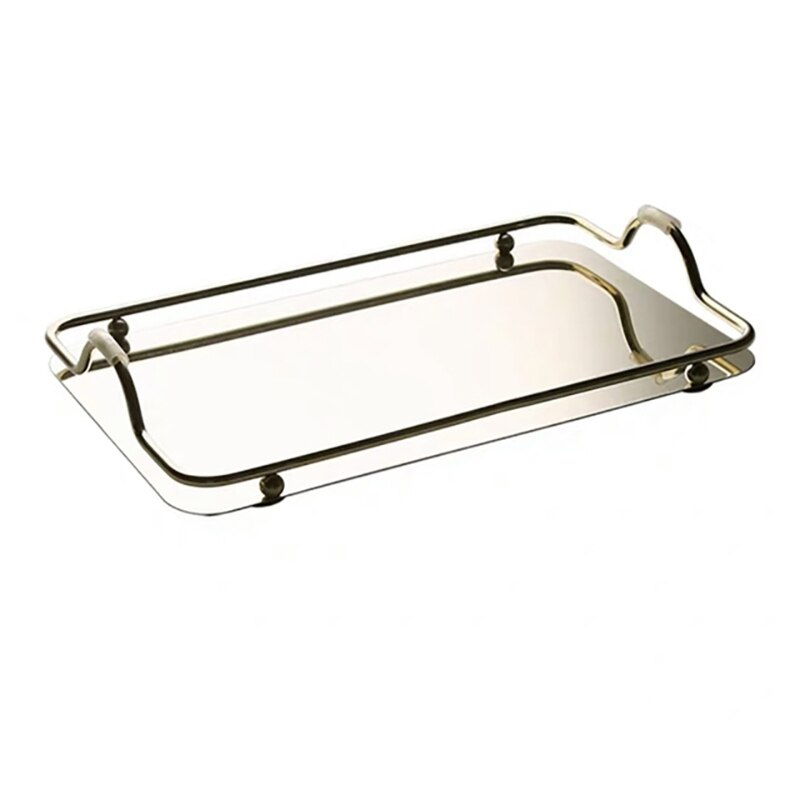 Serving Tray Stainless Steel Cake Dessert Tea Plate Rectangle Decorative Tray For Living Room Restaurant Hotel Kitchen Utensils: gold