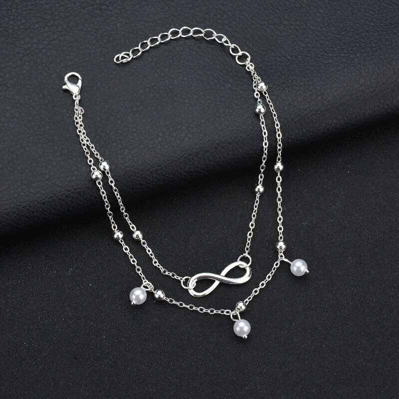 Böhmen Perlen Knöchel Armbinde für Frauen Bein Kette Runde Quaste Fußkettchen Jahrgang Fuß Schmuck Zubehör: s010yin